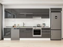 Alvinka 400X222 Cm High Gloss Mutfak Dolabı Mb-E90S50S60-1 High Gloss | Antrasit - Suntalam