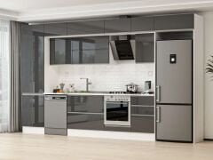 Alvinka 400X240 Cm High Gloss Mutfak Dolabı Mbb-E90B60S50-2 High Gloss | Antrasit - Suntalam