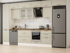 Alvinka 400X240 Cm Klasik Mebran Mutfak Dolabı Beyaz Beyaz Mbb-E90B50S60-3 Mebran | Kumtaşı - Mdf