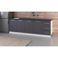 Minar 245 Cm Mutfak Dolabı Beyaz Antrasit 245-A3-Alt Modül