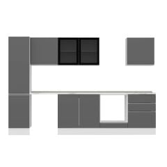 Alvinka 305X210 Cm High Gloss Mutfak Dolabı Mb-E80B45S60-3 High Gloss | Antrasit - Mdf