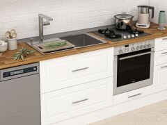 Alvinka 390X240 Cm Klasik Mebran Mutfak Dolabı Beyaz Beyaz Mbb-E90B60S40-1 Mebran | Beyaz - Suntalam