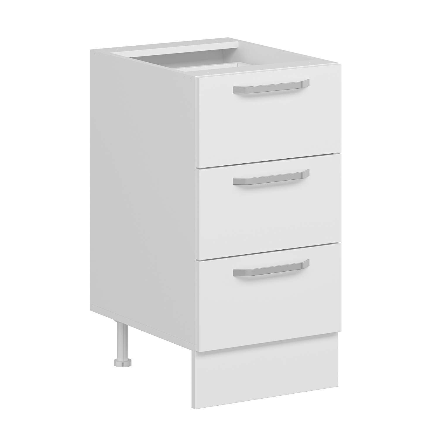 Alvinka Mutfak Modül Duz Alt 3Ç Nray 45Cm Dolap Beyaz Beyaz Mdf