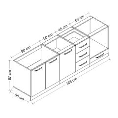 Minar 245 Cm Mutfak Dolabı Beyaz Antrasit 245-A4-Alt Modül
