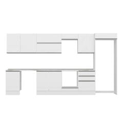 Alvinka 400X222 Cm High Gloss Mutfak Dolabı Mb-E90S50S60-2 High Gloss | Beyaz - Suntalam