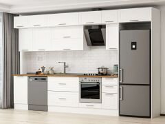 Alvinka 365X240 Cm Klasik Mebran Mutfak Dolabı Mb-E80S45S40-2 Mebran | Beyaz - Mdf