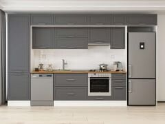 Alvinka 390X240 Cm Klasik Mebran Mutfak Dolabı Beyaz Beyaz Mbb-E90B60S40-1 Mebran | Antrasit - Suntalam