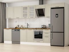 Alvinka 380X222 Cm Klasik Mebran Mutfak Dolabı Mb-E80S60S40-3 Mebran | Kumtaşı - Mdf