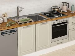 Alvinka 380X222 Cm Klasik Mebran Mutfak Dolabı Mb-E80S60S40-3 Mebran | Kumtaşı - Mdf