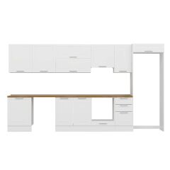 Alvinka 385X222 Cm Klasik Mebran Mutfak Dolabı Mb-E80S60S45-1 Mebran | Beyaz - Suntalam