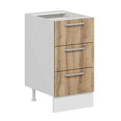 Alvinka Mutfak Modül Duz Alt 3Ç Nray 45Cm Dolap Beyaz Dore Mdf