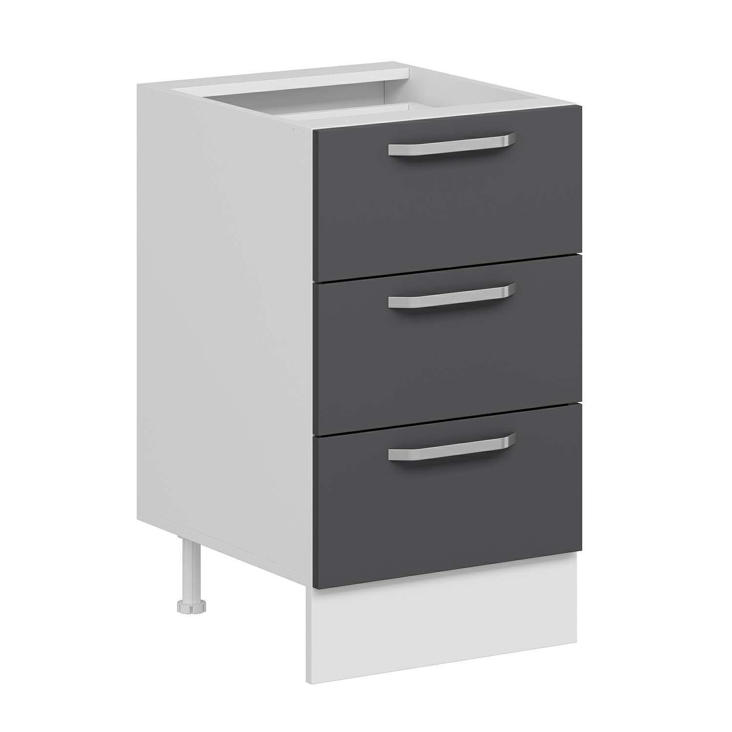 Alvinka Mutfak Modül Duz Alt 3Ç Nray 50Cm Dolap Beyaz Antrasit Suntalam