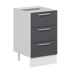 Alvinka Mutfak Modül Duz Alt 3Ç Nray 50Cm Dolap Beyaz Antrasit Suntalam