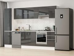 Alvinka 290X210 Cm High Gloss Mutfak Dolabı Mb-E80B50S40-1 High Gloss | Antrasit - Mdf