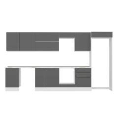 Alvinka 400X222 Cm High Gloss Mutfak Dolabı Mb-E90S50S60-2 High Gloss | Antrasit - Mdf