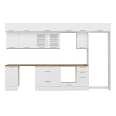 Alvinka 365X240 Cm Klasik Mebran Mutfak Dolabı Mb-E80S45S40-3 Mebran | Beyaz - Suntalam