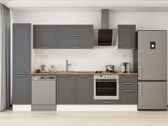 Alvinka 290X210 Cm Klasik Mebran Mutfak Dolabı Mb-E80B45S45-2 Mebran | Antrasit - Mdf