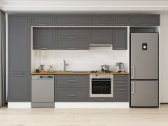 Alvinka 390X240 Cm Klasik Mebran Mutfak Dolabı Beyaz Beyaz Mbb-E90B60S40-1 Mebran | Antrasit - Mdf