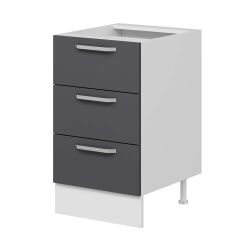 Alvinka Mutfak Modül Duz Alt 3Ç Nray 50Cm Dolap Beyaz Antrasit Mdf