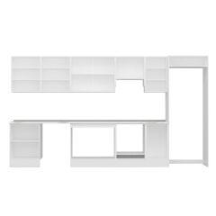 Alvinka 385X222 Cm Klasik Mebran Mutfak Dolabı Mb-E80S60S45-1 Mebran | Beyaz - Mdf