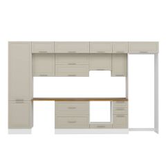 Alvinka 390X240 Cm Klasik Mebran Mutfak Dolabı Beyaz Beyaz Mbb-E90B60S40-1 Mebran | Kumtaşı - Mdf