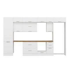 Alvinka 390X240 Cm Klasik Mebran Mutfak Dolabı Beyaz Beyaz Mbb-E90B60S40-2 Mebran | Beyaz - Suntalam