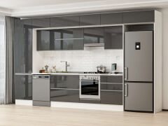 Alvinka 410X240 Cm High Gloss Mutfak Dolabı Mbb-E90B60S60-1 High Gloss | Antrasit - Suntalam