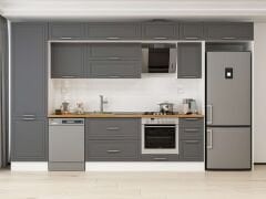 Alvinka 390X240 Cm Klasik Mebran Mutfak Dolabı Beyaz Beyaz Mbb-E90B60S40-2 Mebran | Antrasit - Suntalam