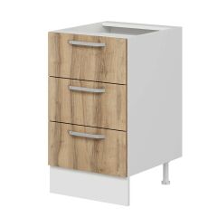 Alvinka Mutfak Modül Duz Alt 3Ç Nray 50Cm Dolap Beyaz Dore Suntalam