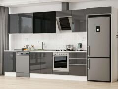 Alvinka 400X222 Cm High Gloss Mutfak Dolabı Mb-E90S50S60-3 High Gloss | Antrasit - Mdf