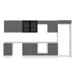 Alvinka 400X222 Cm High Gloss Mutfak Dolabı Mb-E90S50S60-3 High Gloss | Antrasit - Mdf