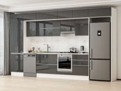 Alvinka 410X240 Cm High Gloss Mutfak Dolabı Mbb-E90B60S60-1 High Gloss | Antrasit - Mdf