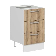 Alvinka Mutfak Modül Duz Alt 3Ç Nray 50Cm Dolap Beyaz Dore Mdf