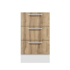 Alvinka Mutfak Modül Duz Alt 3Ç Nray 50Cm Dolap Beyaz Dore Mdf