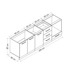 Minar 250 Cm Mutfak Dolabı Beyaz 250-B3-Alt Modül