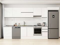 Alvinka 390X222 Cm High Gloss Mutfak Dolabı Mb-E90S60S40-1 High Gloss | Beyaz - Suntalam