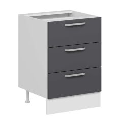 Alvinka Mutfak Modül Duz Alt 3Ç Nray 60Cm Dolap Beyaz Antrasit Suntalam