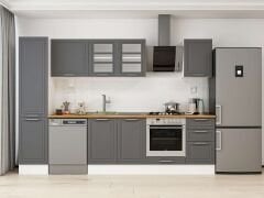 Alvinka 290X210 Cm Klasik Mebran Mutfak Dolabı Mb-E80B45S45-3 Mebran | Antrasit - Mdf