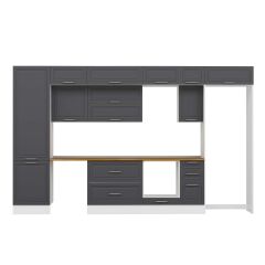 Alvinka 390X240 Cm Klasik Mebran Mutfak Dolabı Beyaz Beyaz Mbb-E90B60S40-2 Mebran | Antrasit - Mdf