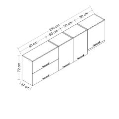 Minar 250 Cm Mutfak Dolabı Beyaz 250-B7-Üst Modül