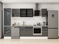 Alvinka 290X210 Cm High Gloss Mutfak Dolabı Mb-E80B50S40-3 High Gloss | Antrasit - Suntalam