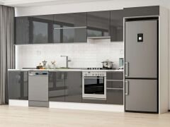 Alvinka 390X222 Cm High Gloss Mutfak Dolabı Mb-E90S60S40-1 High Gloss | Antrasit - Suntalam