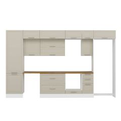 Alvinka 390X240 Cm Klasik Mebran Mutfak Dolabı Beyaz Beyaz Mbb-E90B60S40-2 Mebran | Kumtaşı - Mdf