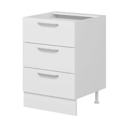 Alvinka Mutfak Modül Duz Alt 3Ç Nray 60Cm Dolap Beyaz Beyaz Suntalam