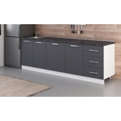 Minar 250 Cm Mutfak Dolabı Beyaz Antrasit 250-A1-Alt Modül