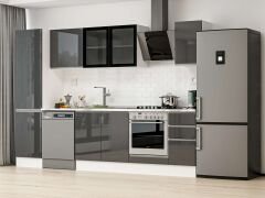 Alvinka 290X210 Cm High Gloss Mutfak Dolabı Mb-E80B50S40-3 High Gloss | Antrasit - Mdf