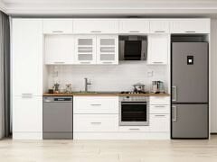 Alvinka 390X240 Cm Klasik Mebran Mutfak Dolabı Beyaz Beyaz Mbb-E90B60S40-3 Mebran | Beyaz - Suntalam