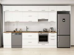 Alvinka 370X240 Cm Klasik Mebran Mutfak Dolabı Mb-E80S45S45-1 Mebran | Beyaz - Mdf