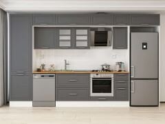 Alvinka 390X240 Cm Klasik Mebran Mutfak Dolabı Beyaz Beyaz Mbb-E90B60S40-3 Mebran | Antrasit - Suntalam