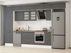 Alvinka 390X240 Cm Klasik Mebran Mutfak Dolabı Beyaz Beyaz Mbb-E90B60S40-3 Mebran | Antrasit - Suntalam